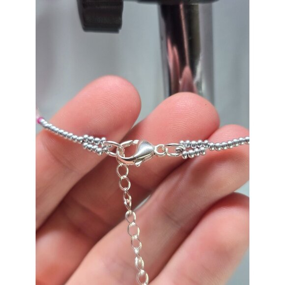 Unique Handcrafted 925 Sterling Silver Ruby Sweet Heart Inspired beaded Necklace - Picture 6 of 11